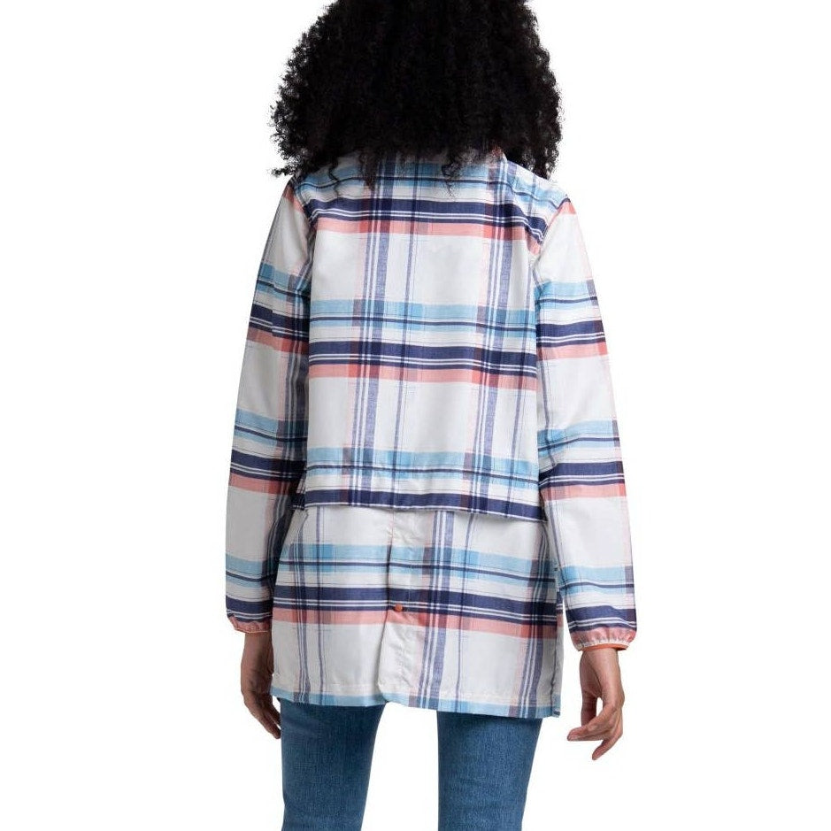 New Herschel Voyager Long Plaid Water Resistant Coach Jacket SMALL