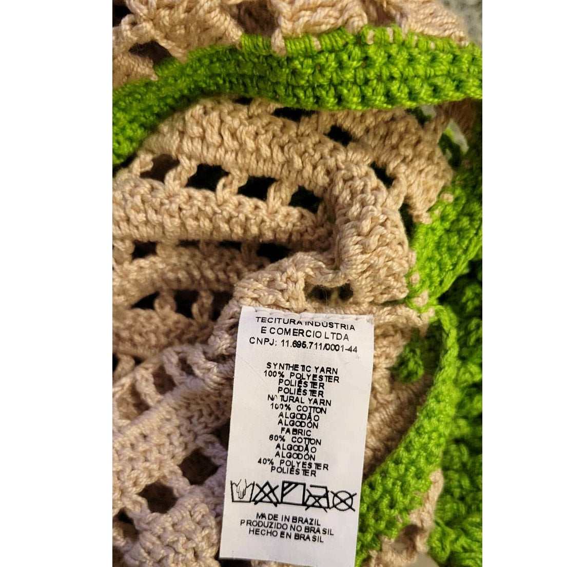 New Catarina Mina Crochet Top ONESIZE Beige Green Handmade Crochet