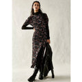 New Free People Briella Abstract Floral Midi Dress  $168 SMALL Twilight