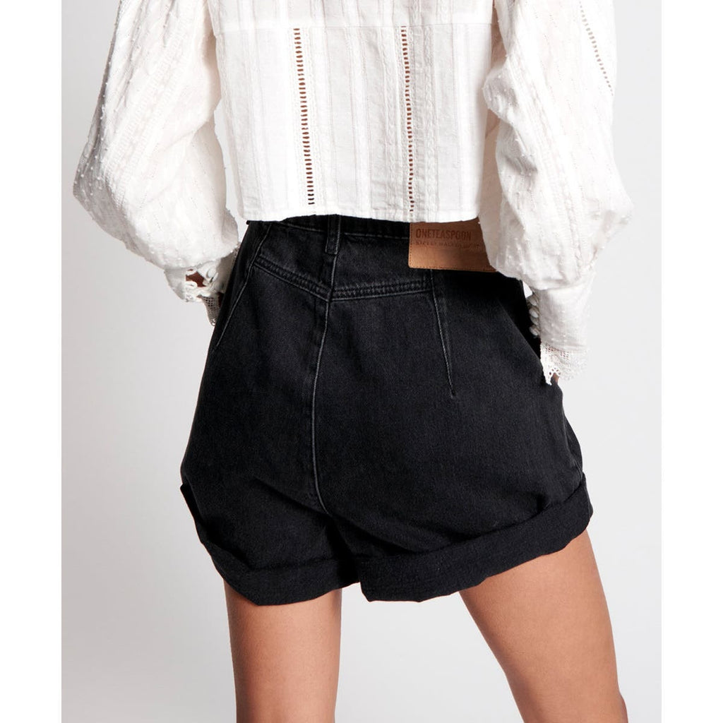New FREE PEOPLE One Teaspoon Streetwalkers High-Waist Shorts $130 SIZE 24 Black