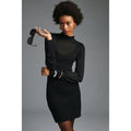 New By Anthropologie Turtleneck Sweater Dress $160 LARGE Black Mini Long Sleeve