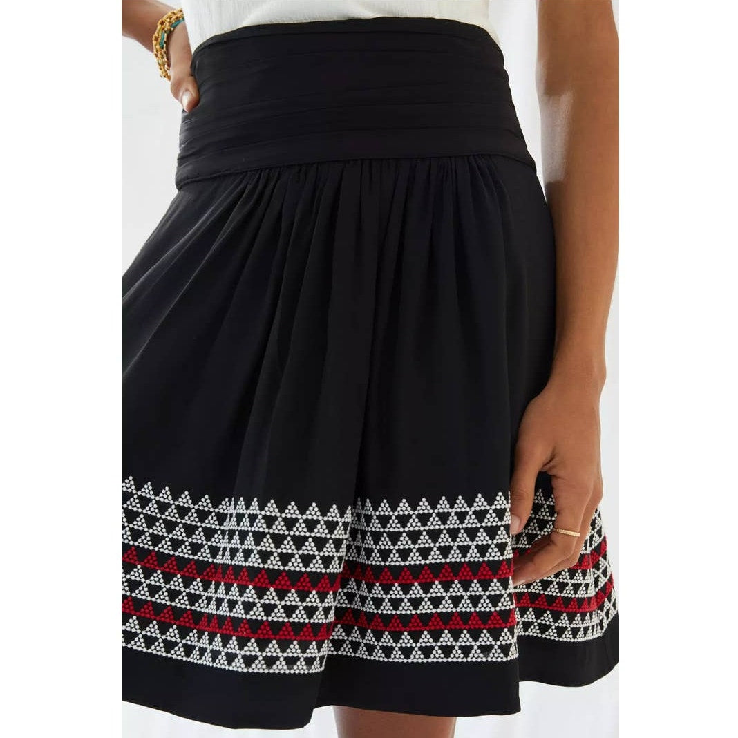 New Anthropologie Magali Pascal Embroidered Mini Skirt $260 X-SMALL Black