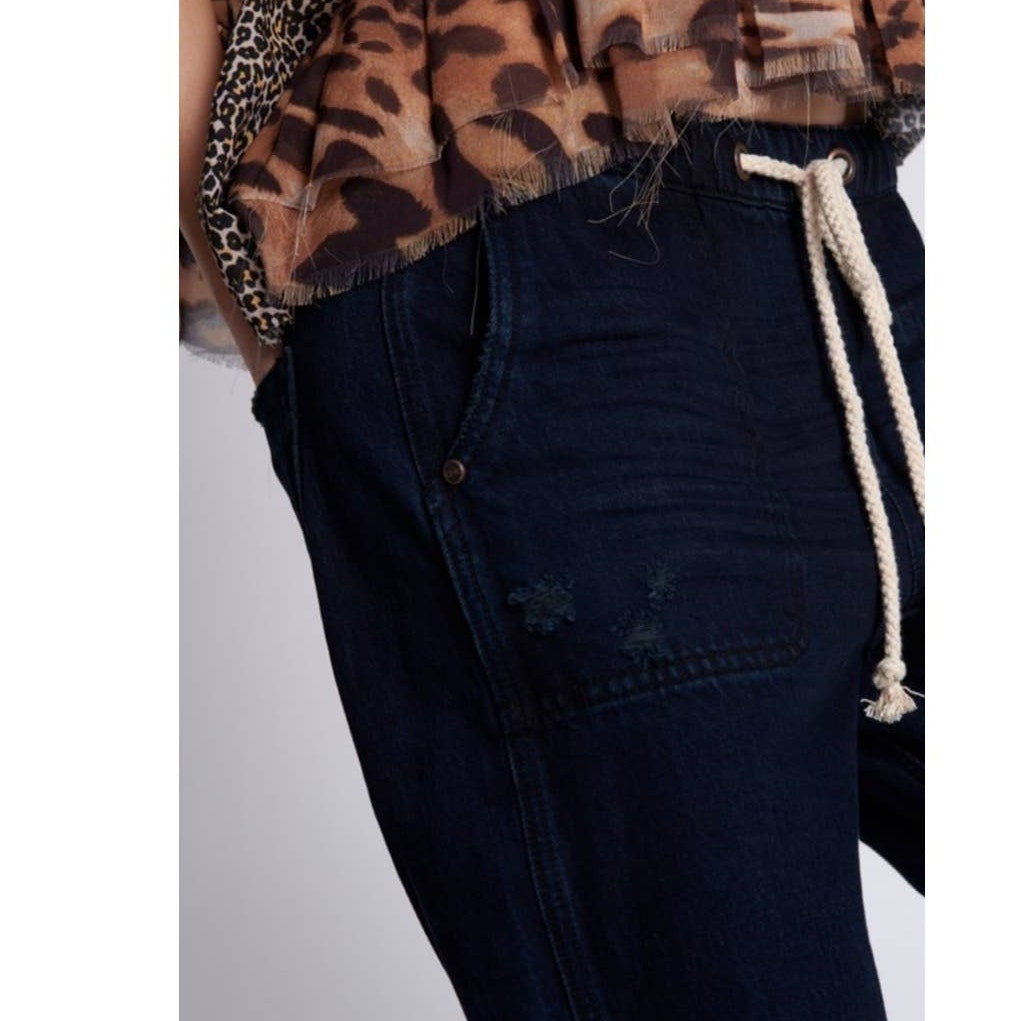 New Free People OneTeaspoon Shabbies Drawstring Boyfriend Jeans $138 SMALL Oxford