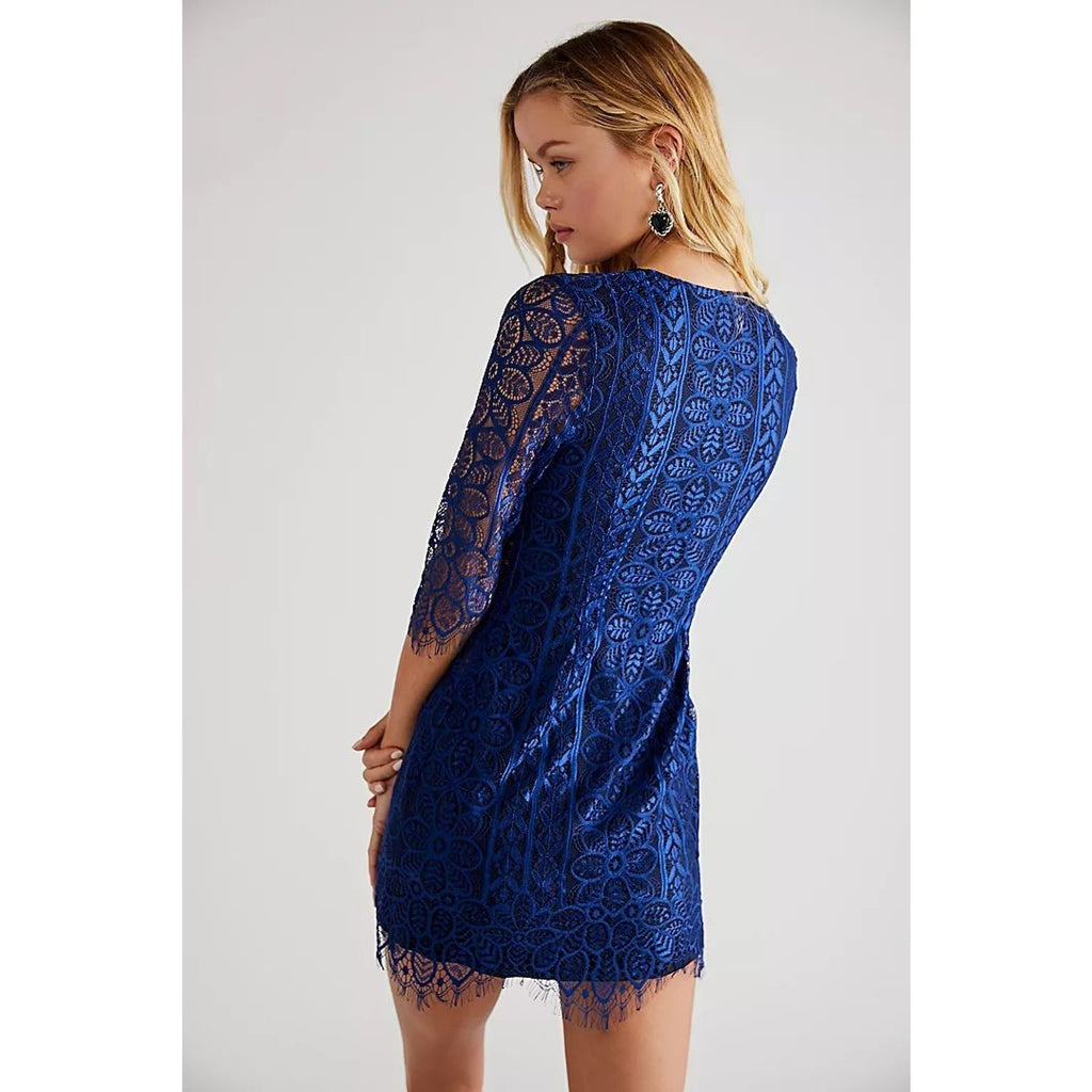 Free People For Love & Lemons Lyla Cocktail Dress $246  LARGE  Blue