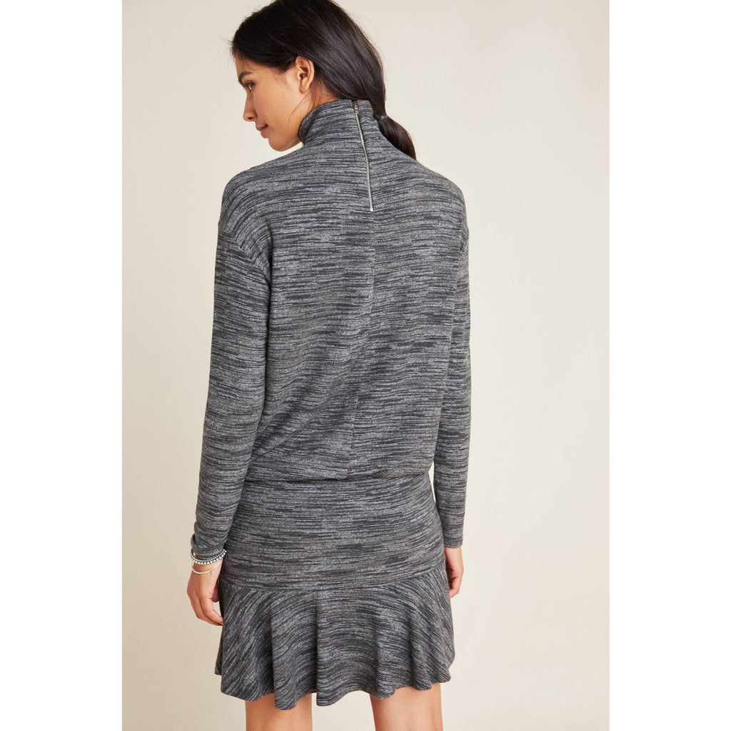 New Anthropologie Bailey 44 Greta Mock-Neck Long Sleeve Mini Dress $160 XS Gray