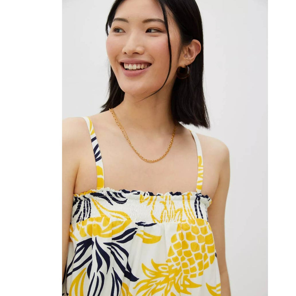 New Anthropologie Flounced Floral Maxi Dress $188 Yellow MEDIUM Pineapple