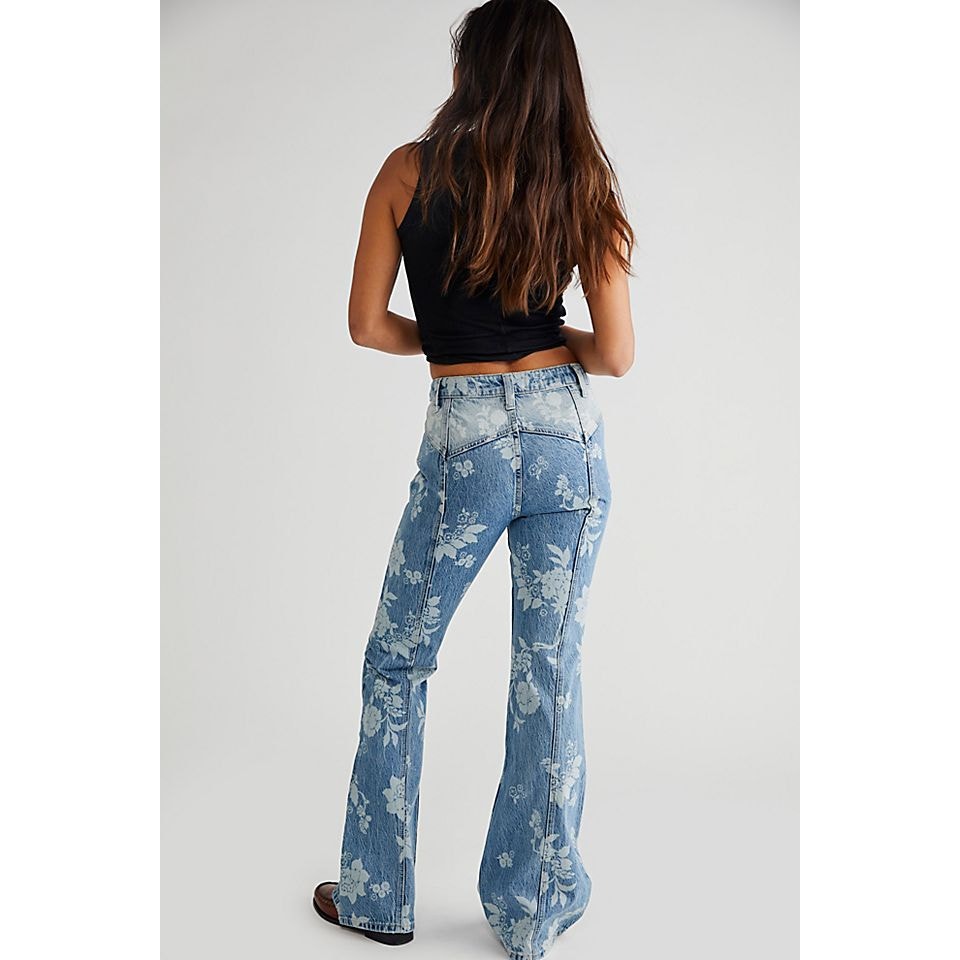 Free People WTF Naomi Floral Flare Jeans