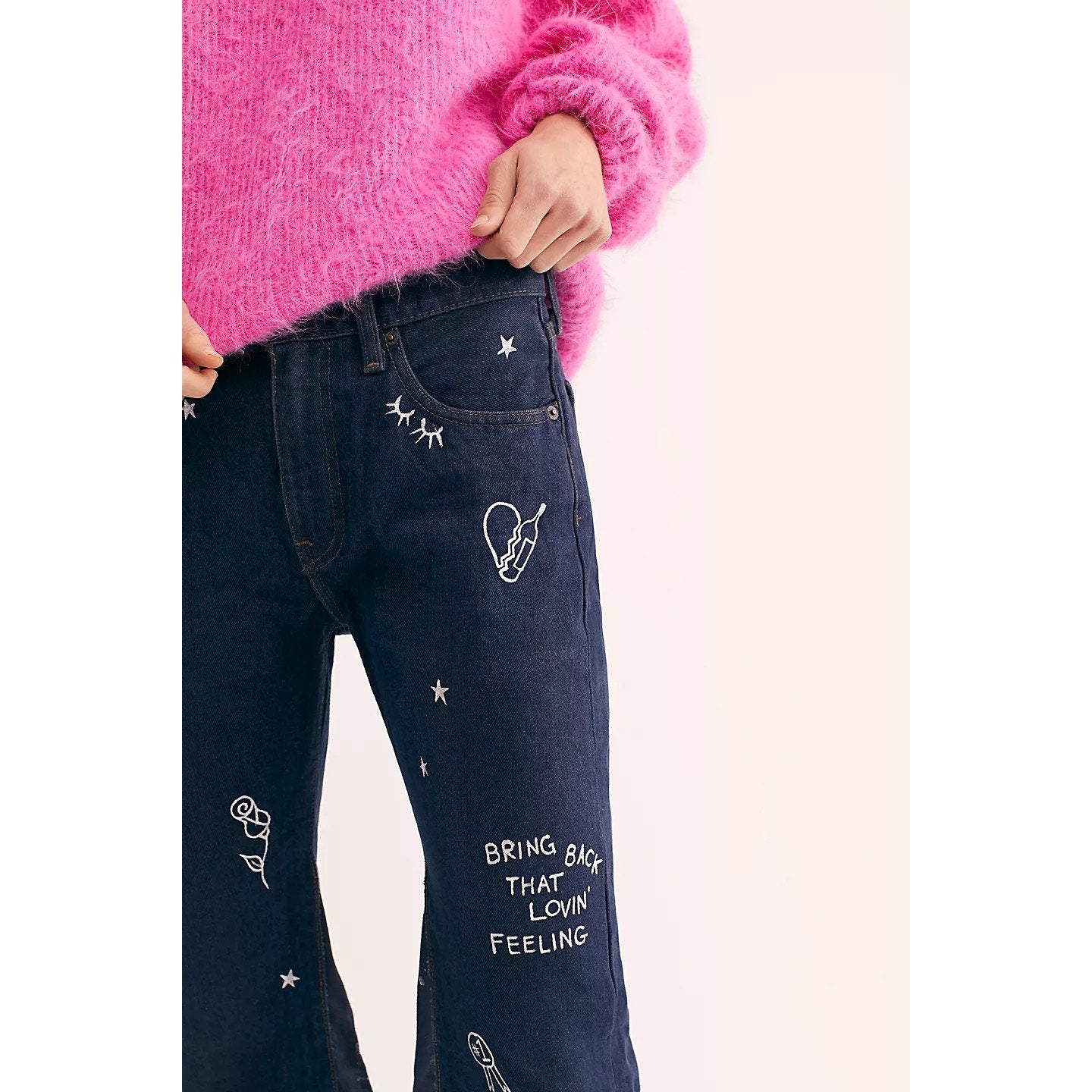 New Free People Barber Jocelyn Sketchy Culotte Jeans $253 SMALL Retro Inspired