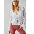 Free People Penelope Long Sleeve Lace Adorned Blouse
