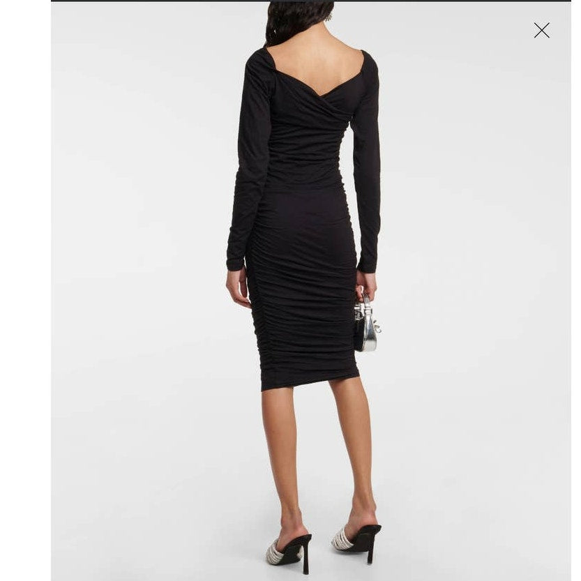 New Anthropologie Velvet by Graham & Spencer Tori Ruched Dress $189 LARGE Black