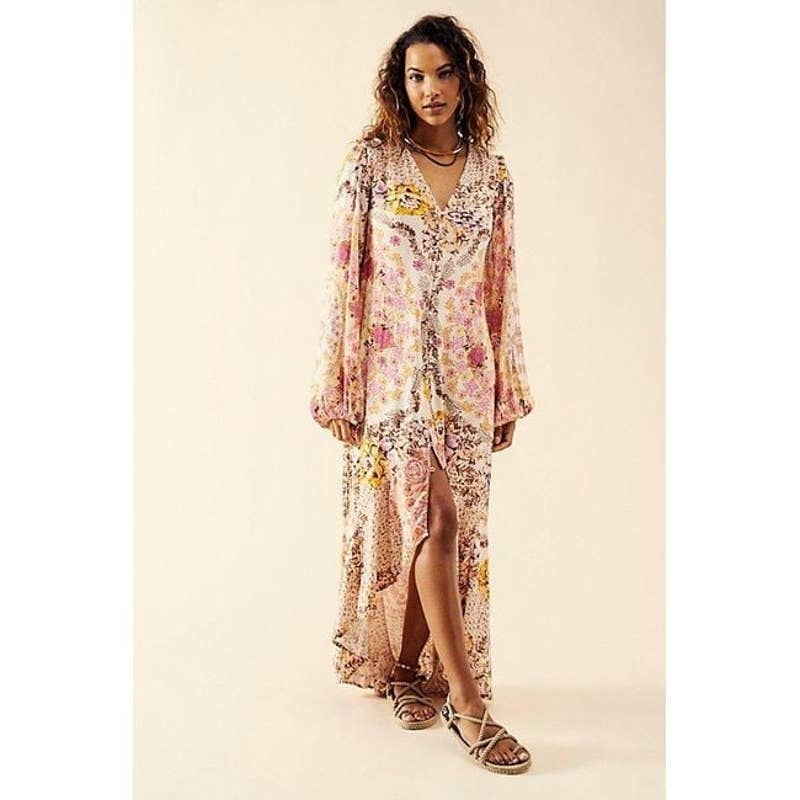 New Free People Marais Floral Printed Midi Dress $168 X-SMALL Boho MAXI