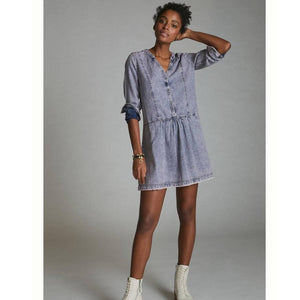 New Anthropologie x Pilcro Lorelei Tunic Dress $148 SIZE 2 Lavender Henley Style