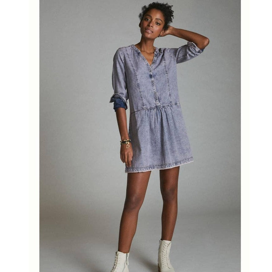 New Anthropologie x Pilcro Lorelei Tunic Dress $148 SIZE 2 Lavender Henley Style