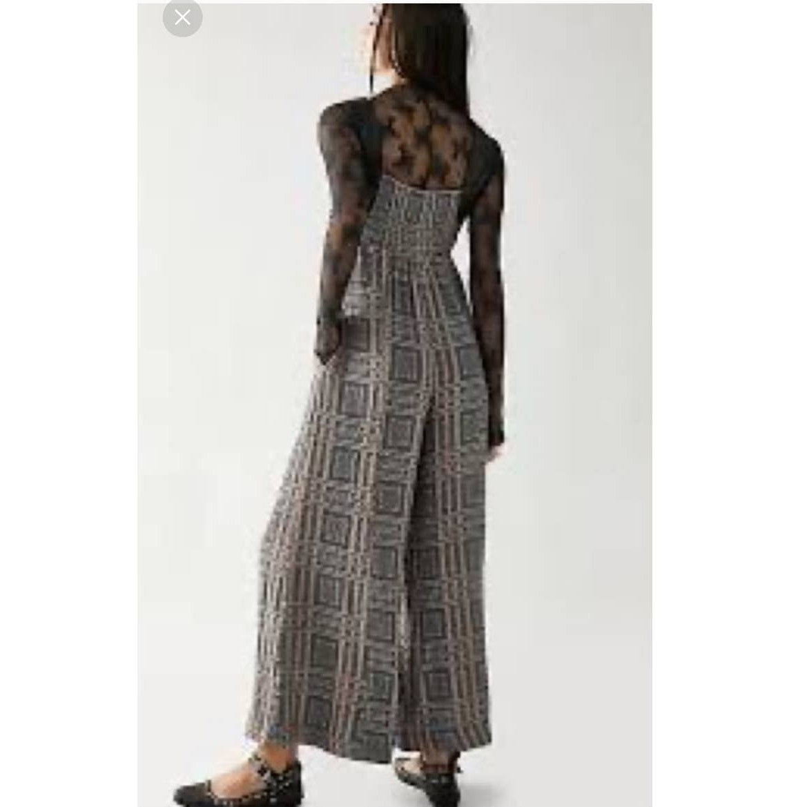 New Free People Marley Plaid One-Piece Wide-Leg Jumpsuit $188 SMALL