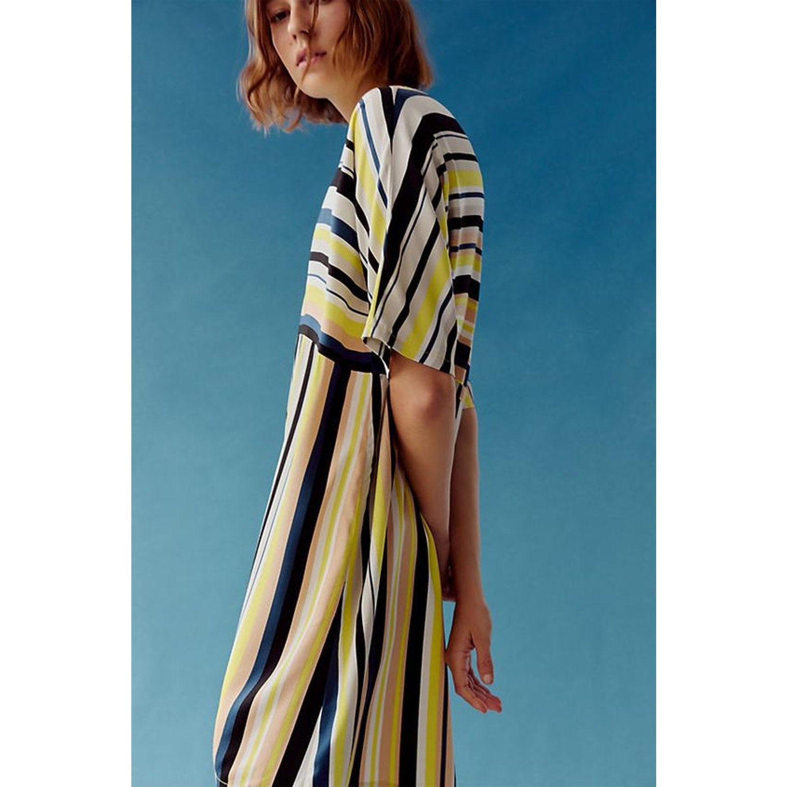 New Anthropologie Peter Som Naxos Striped Tunic Dress $148 PLUS 1X Yellow