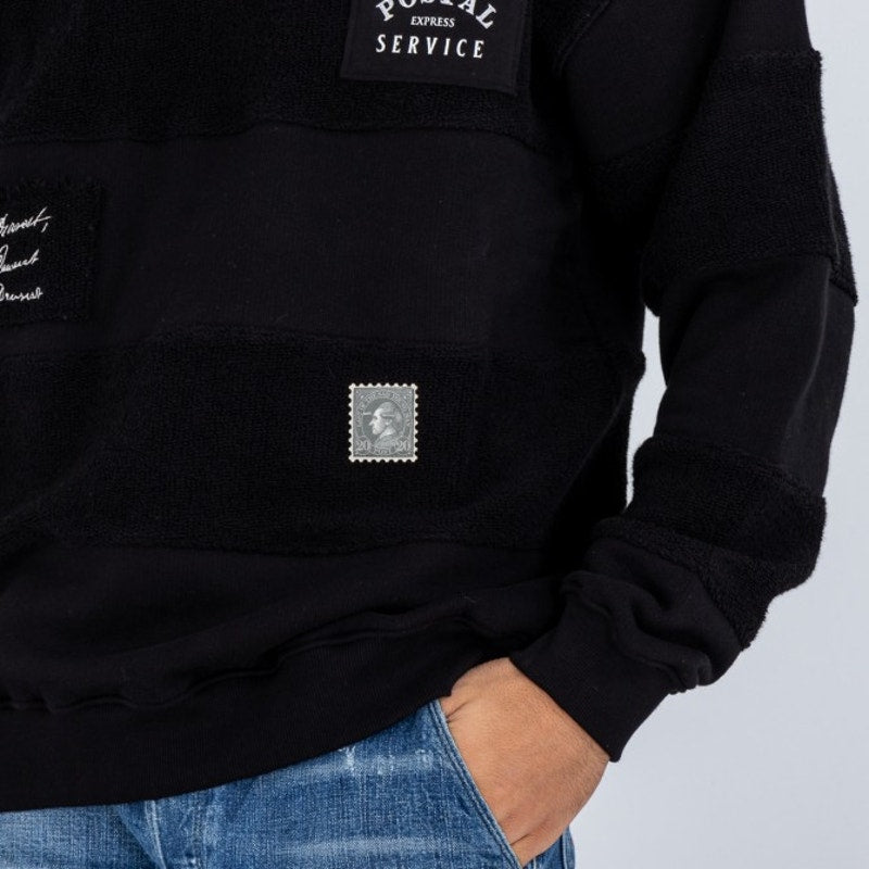 New Tee Library Dearest Sweatshirt Cut & Sew $148 MEDIUM Black