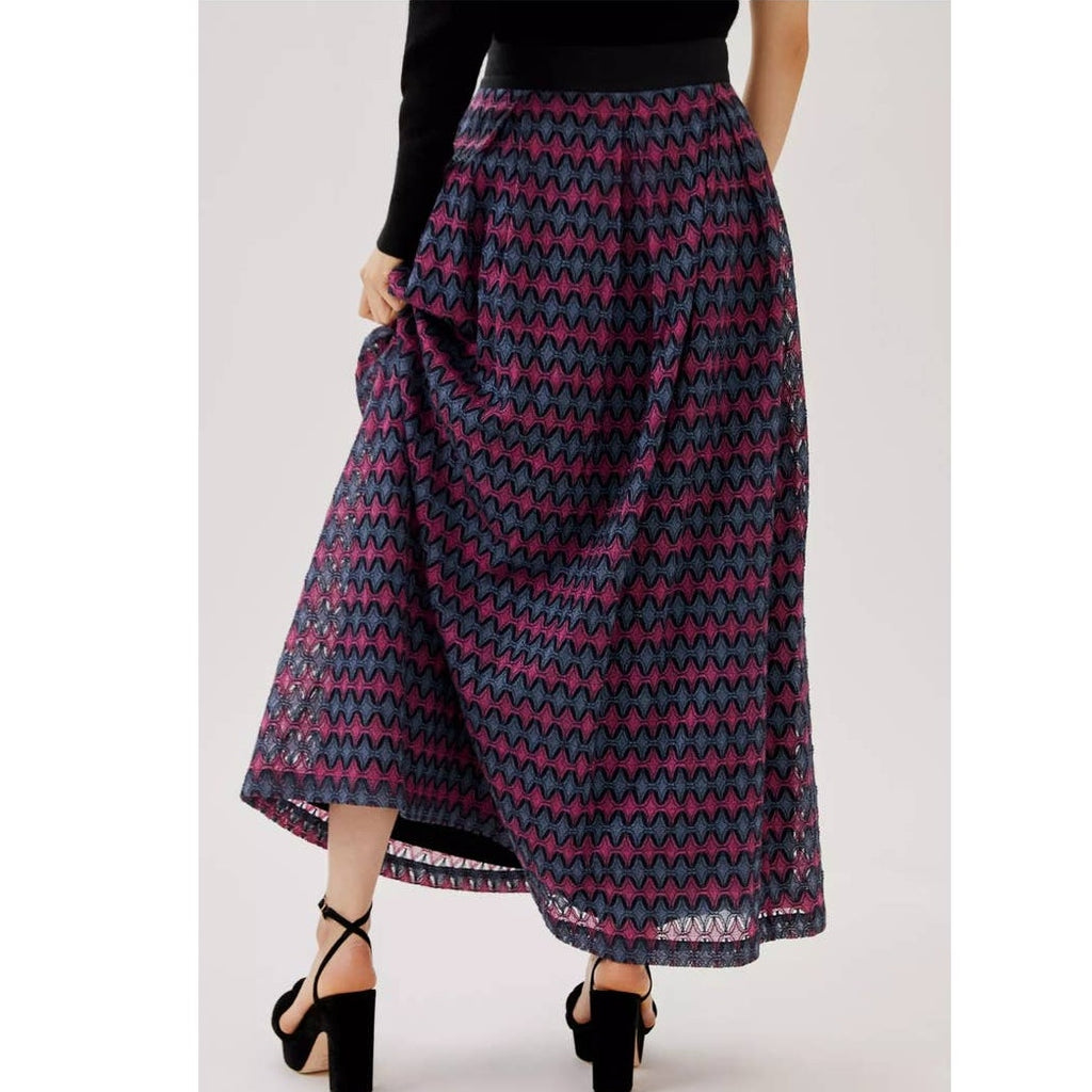 New Anthropologie Let Me Be Textured Geo Maxi Skirt $160 SMALL Purple Motif
