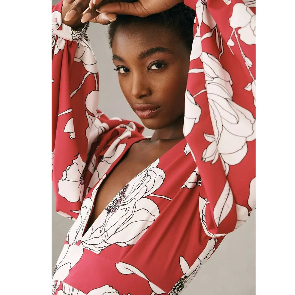 Anthropologie Natalia Mazzei Zubillaga Deep-V Floral Romper