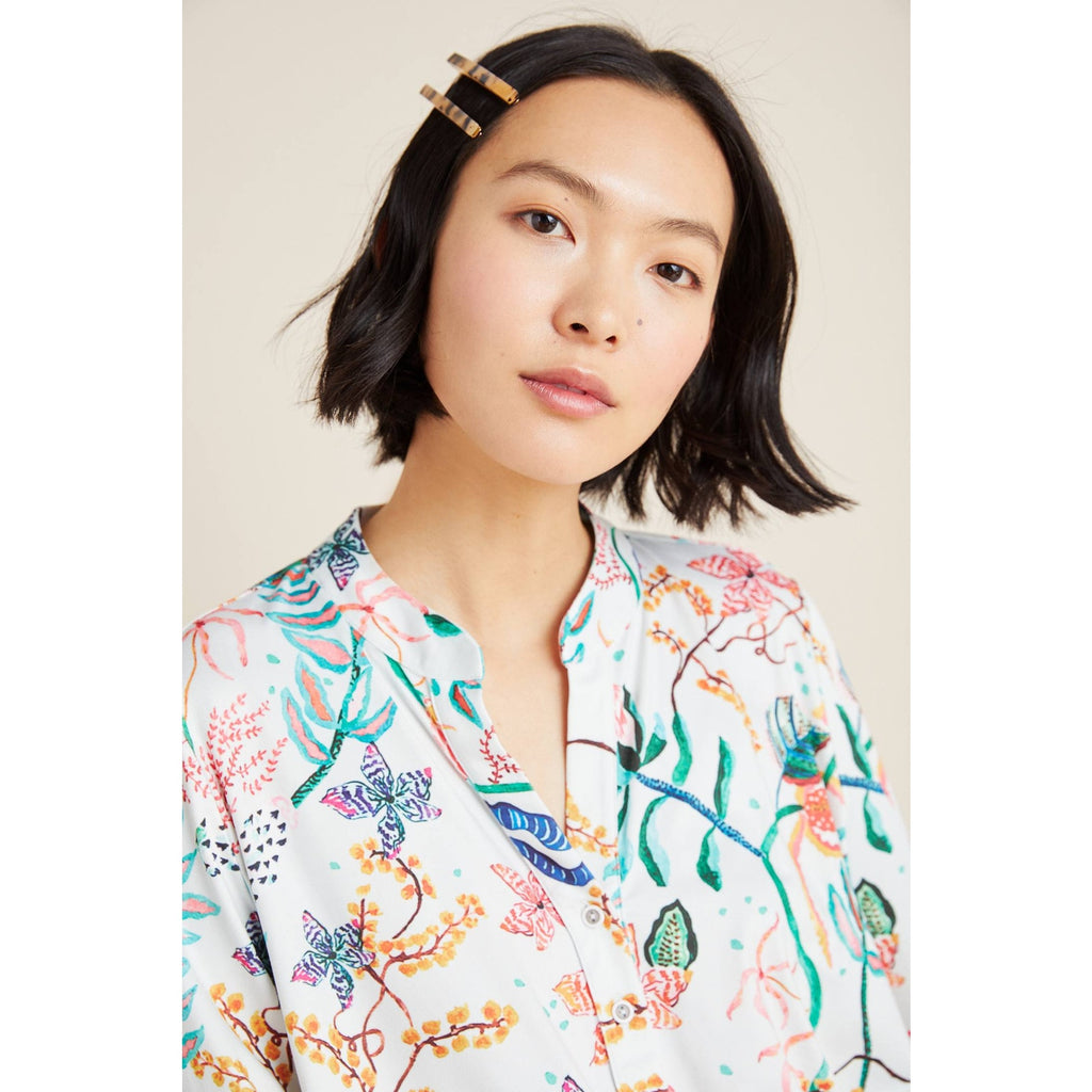 New Anthropologie Cadiz Top by Aldomartins $148 SMALL Floral Long-Sleeve Blouse