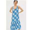 New Anthropologie Michaela Flounced Midi Dress $148 X-SMALL Blue White
