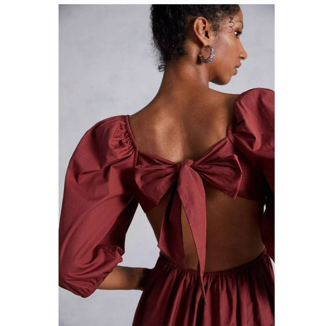 New Anthropologie Forever That Girl Scalloped Mini Dress $160 PLUS 1X  Wine
