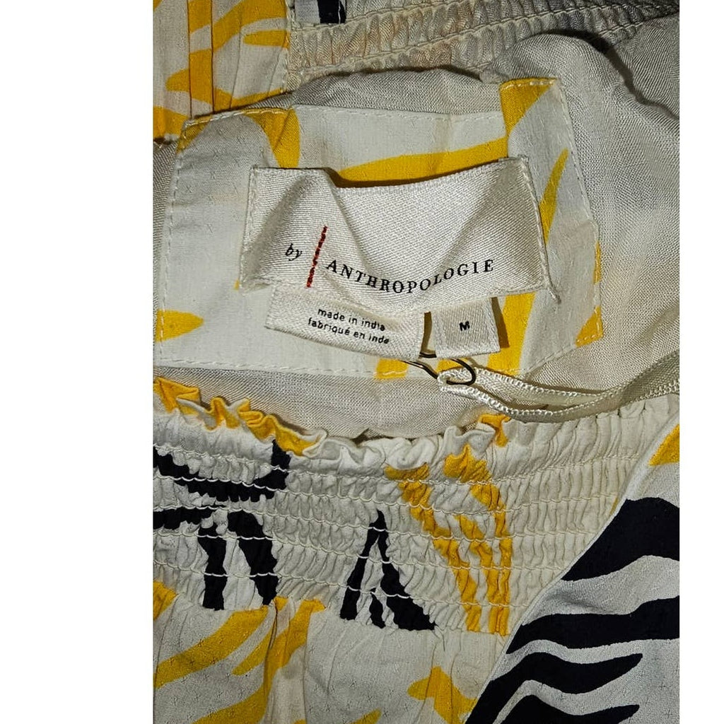 New Anthropologie Flounced Floral Maxi Dress $188 Yellow MEDIUM Pineapple