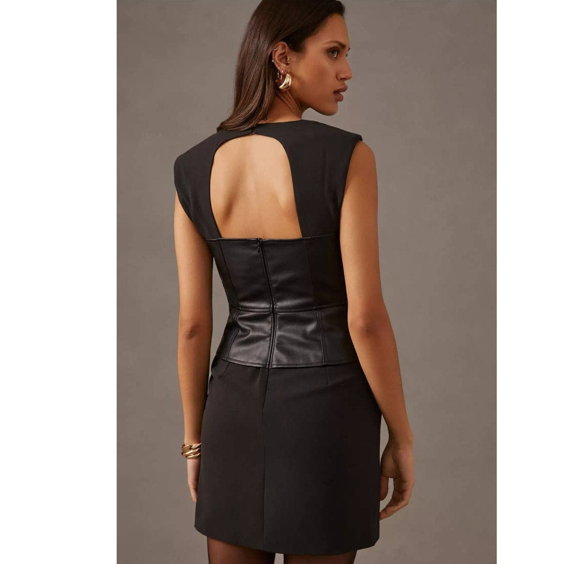 New Anthropologie Maeve Faux Leather Corset Dress $180 SIZE 2 Black – Timeless Treasurz
