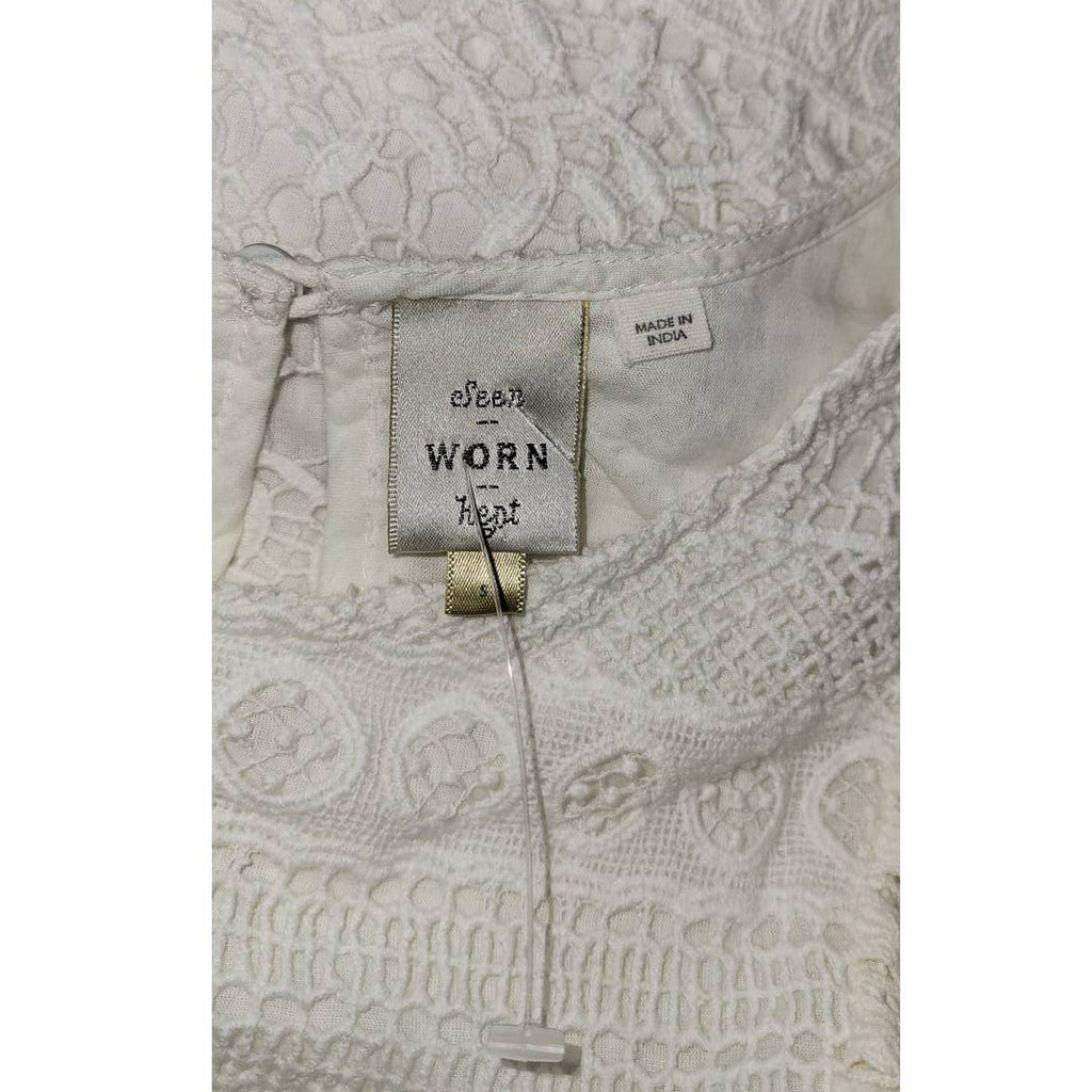 New Anthropologie SEEN WORN KEPT Serena Lace Blouse $148 SMALL Ivory