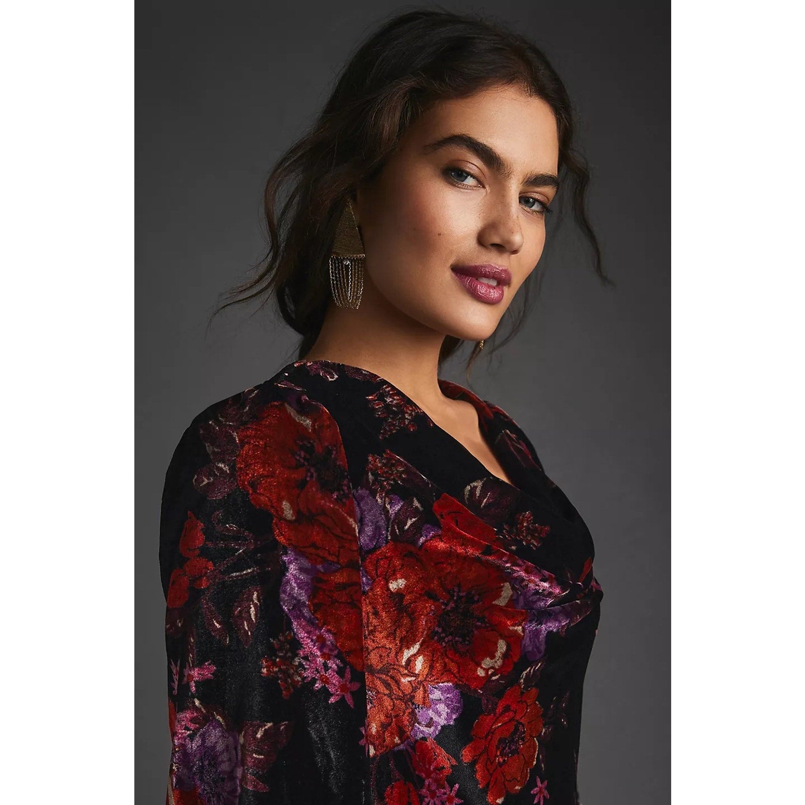 New Anthropologie Maeve Cowl-Neck Velvet Dress $180 X-SMALL Black Motif