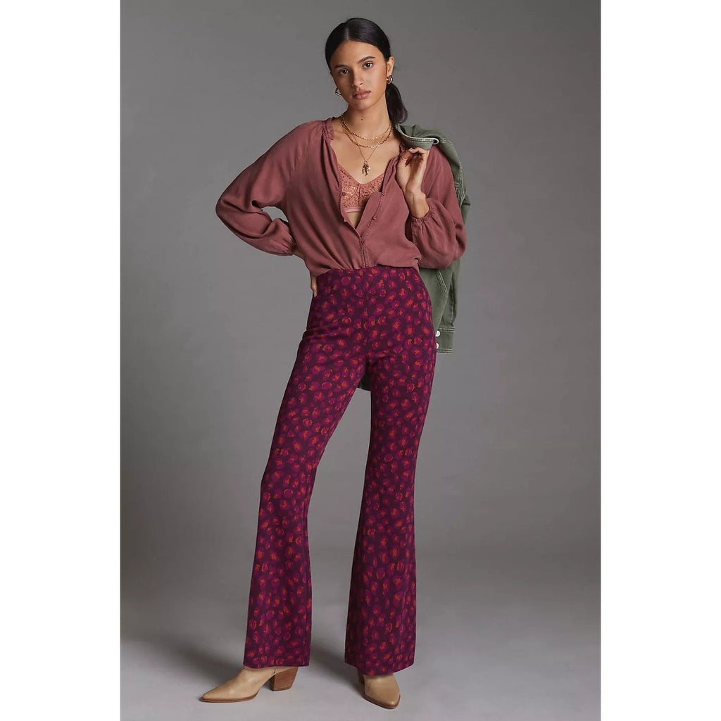 New Anthropologie Maeve Knit Flare Pants $130 X-SMALL Purple