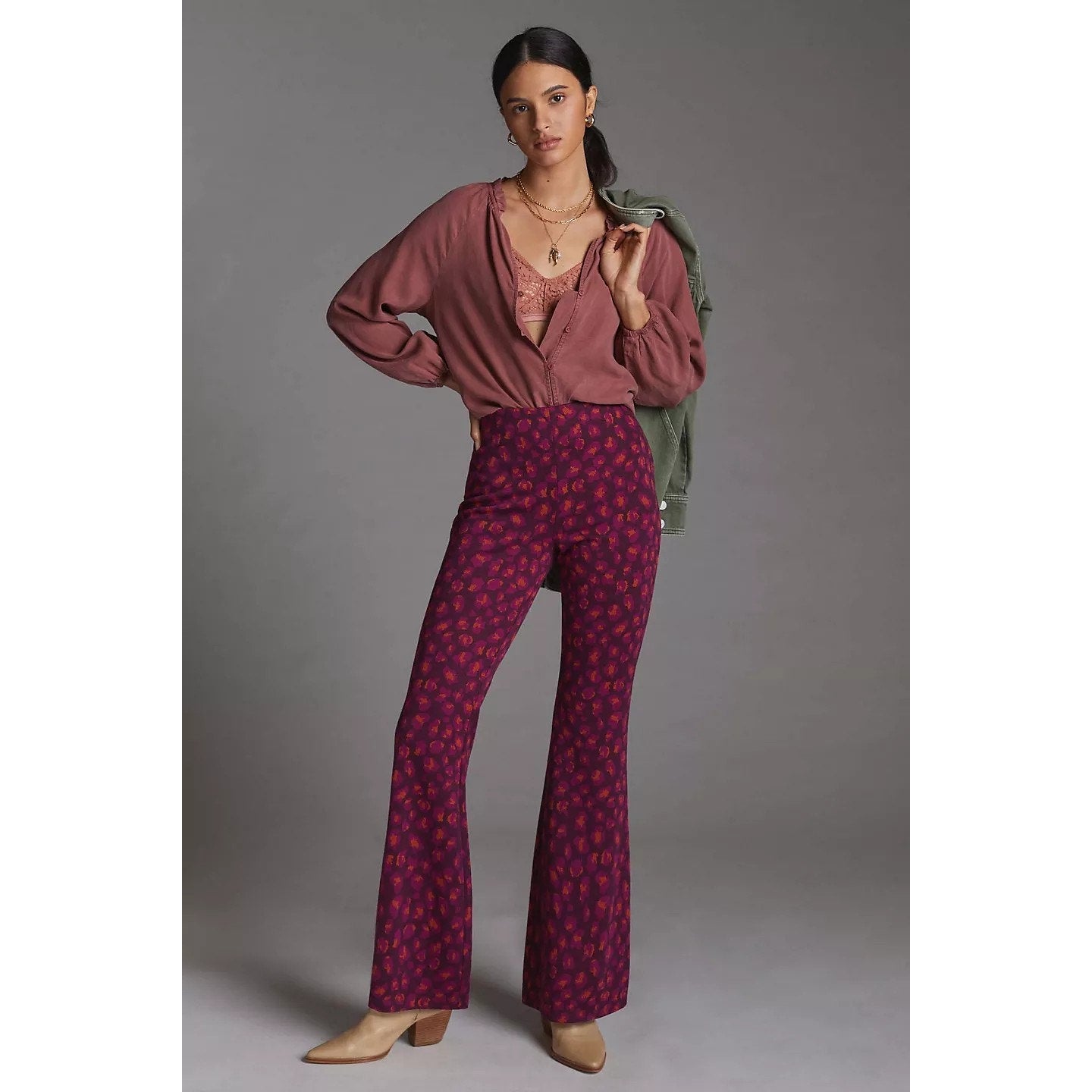 New Anthropologie Maeve Knit Flare Pants $130 X-SMALL Purple