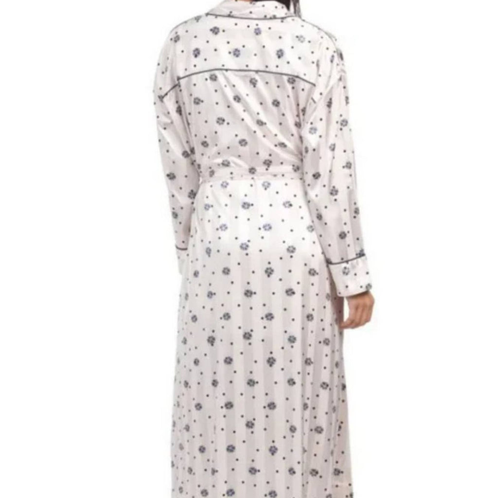 New Free People Pajama Party Silky Floral Robe $148 IVORY COMBO X-Small