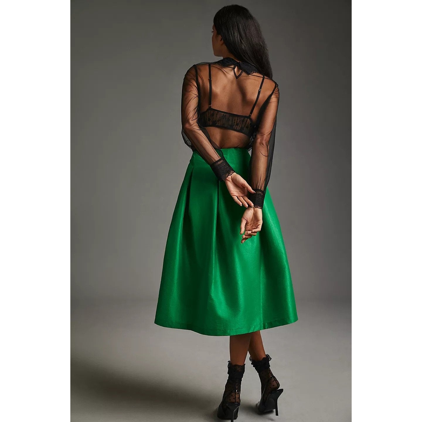 New Anthropologie Maeve Asymmetrical Sateen Mini Skirt $148 SIZE 2 Green