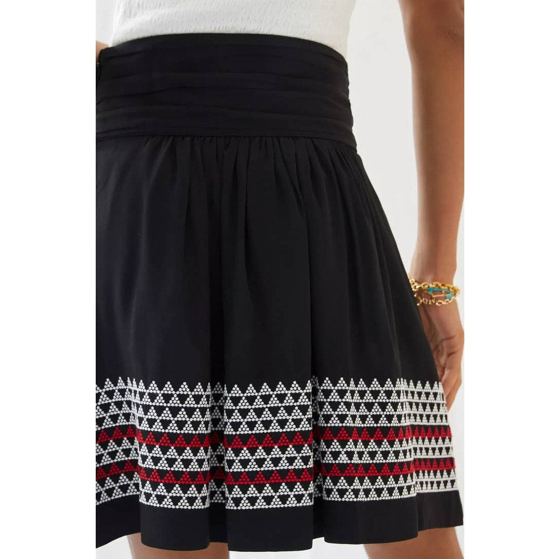 New Anthropologie Magali Pascal Embroidered Mini Skirt $260 X-SMALL Black