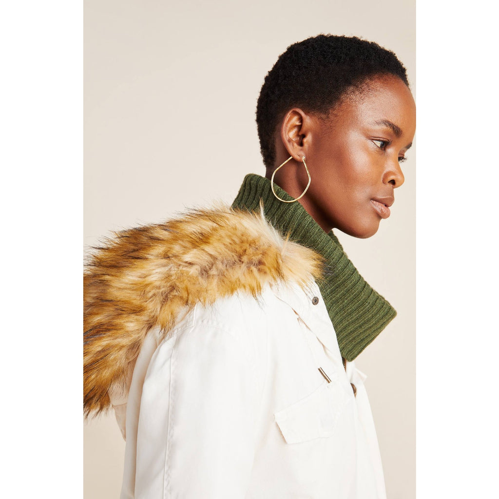 Anthropologie Weller Faux Fur Trim Utility Jacket by On the Road $282 IVORY XS