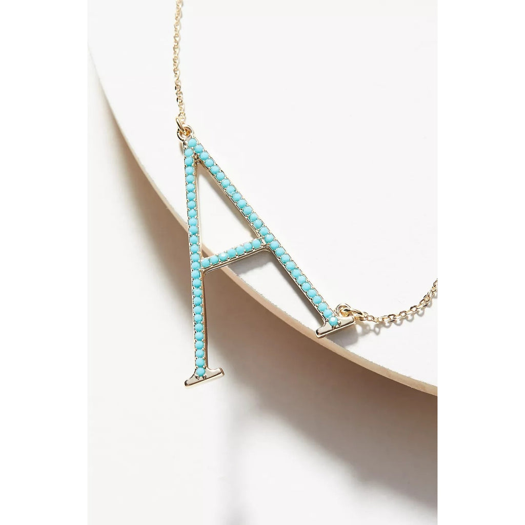 New Anthropologie BETH WARD Pave Monogram Necklace "U" $48