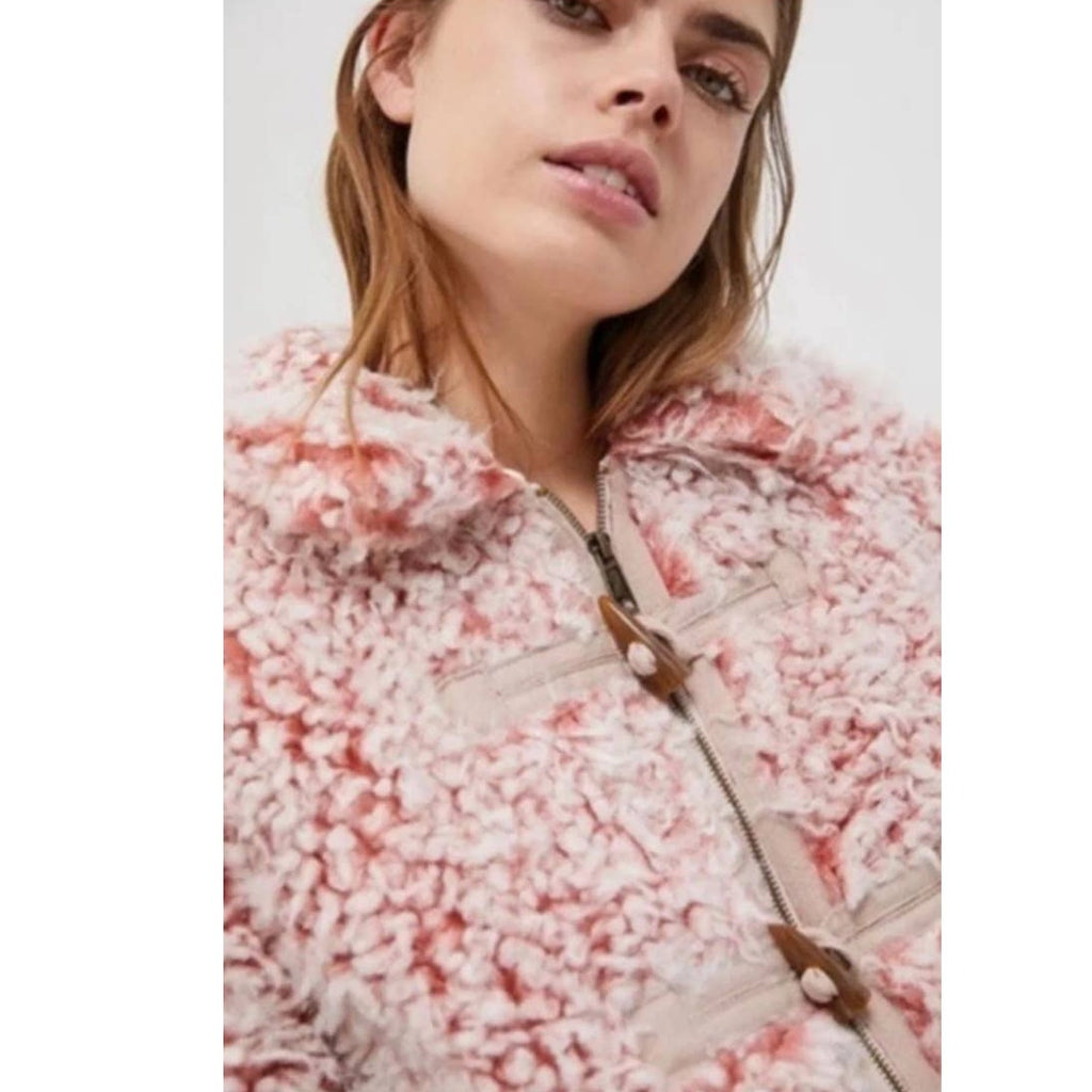 New Anthropologie Brenna Faux Fur Coat $168 X- SMALL Pink