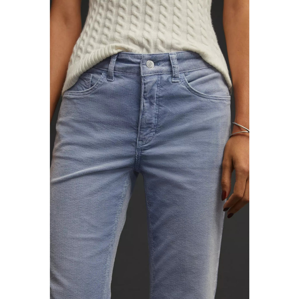 New Anthropologie The Yaya Mid-Rise Crop Flare Corduroy Jeans 23T Blue $148
