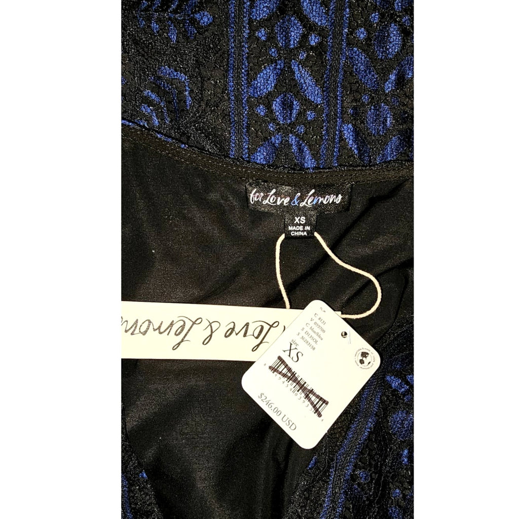 Free People For Love & Lemons Lyla Cocktail Mini Dress $246 X-SMALL Blue