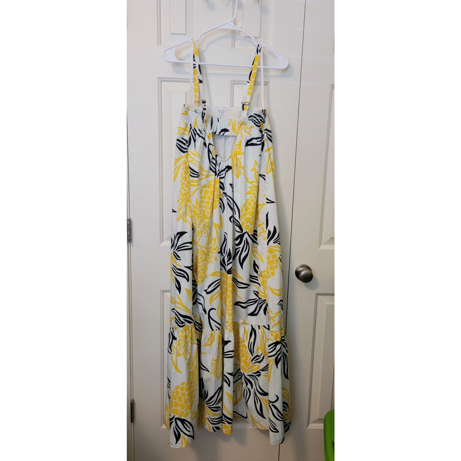 New Anthropologie Floral Flounced Maxi Dress $188 Yellow Pineapple Small