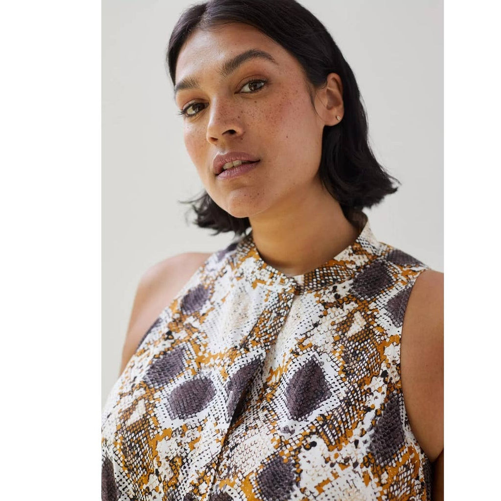 New Anthropologie Maeve Snake Print Maxi Dress $170 SIZE 0 Button Front Cotton