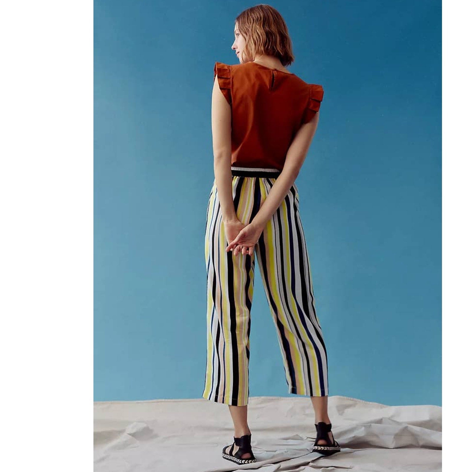 New Peter Som for Anthropologie Theodora Striped Wide-Leg Pants $158 PLUS 1X