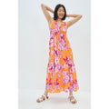 New Anthropologie Gathered Maxi Dress $168  MEDIUM Orange Motif