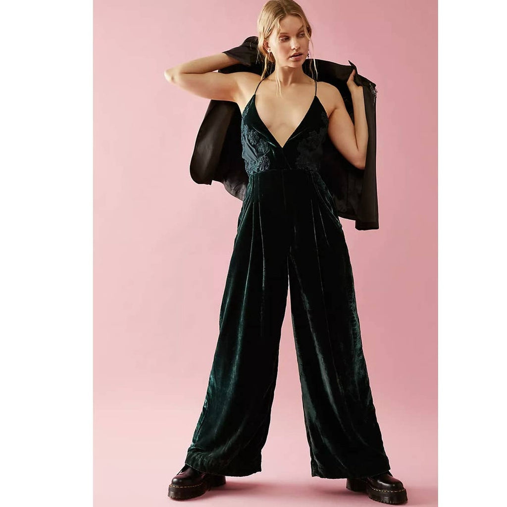 Free People Blake Velvet One Piece Holiday Party Jumpsuit