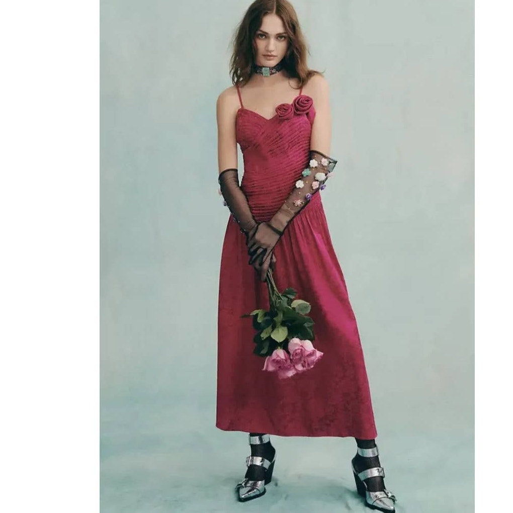 New FREE PEOPLE Make An Entrance Maxi Dress $298 SIZE 2 Pink REMOVABLE STRAPS