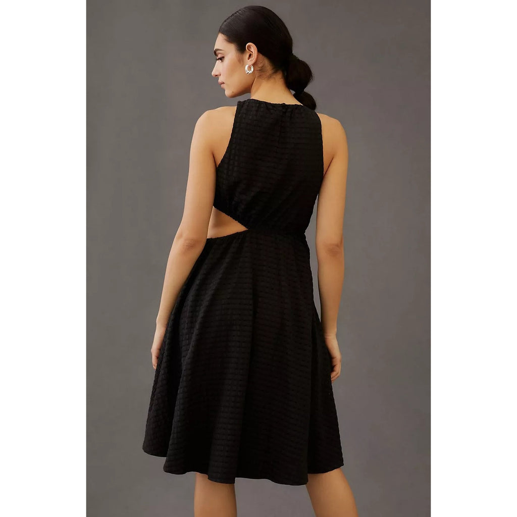 New Anthropologie Maeve Textured A-Line Mini Dress $170 SMALL Black