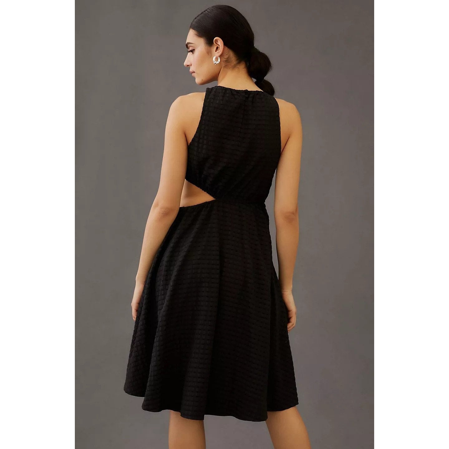 New Anthropologie Maeve Textured A-Line Mini Dress $170 SMALL Black