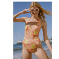 New Anthropologie Sanctuary Reversible Halter One-Piece Swimsuit $125 Floral S