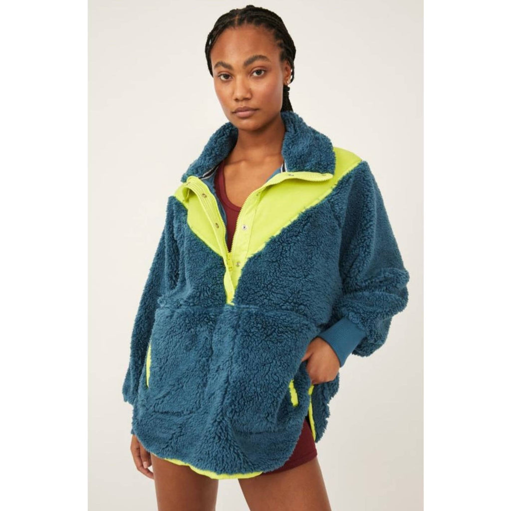 New Free People MOVEMENT Fall To Rise Fleece Quarter Snap $148 X-SMALL Margarita