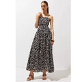 New Anthropologie Shirred Cut-Out Maxi Dress $180 SMALL B&W